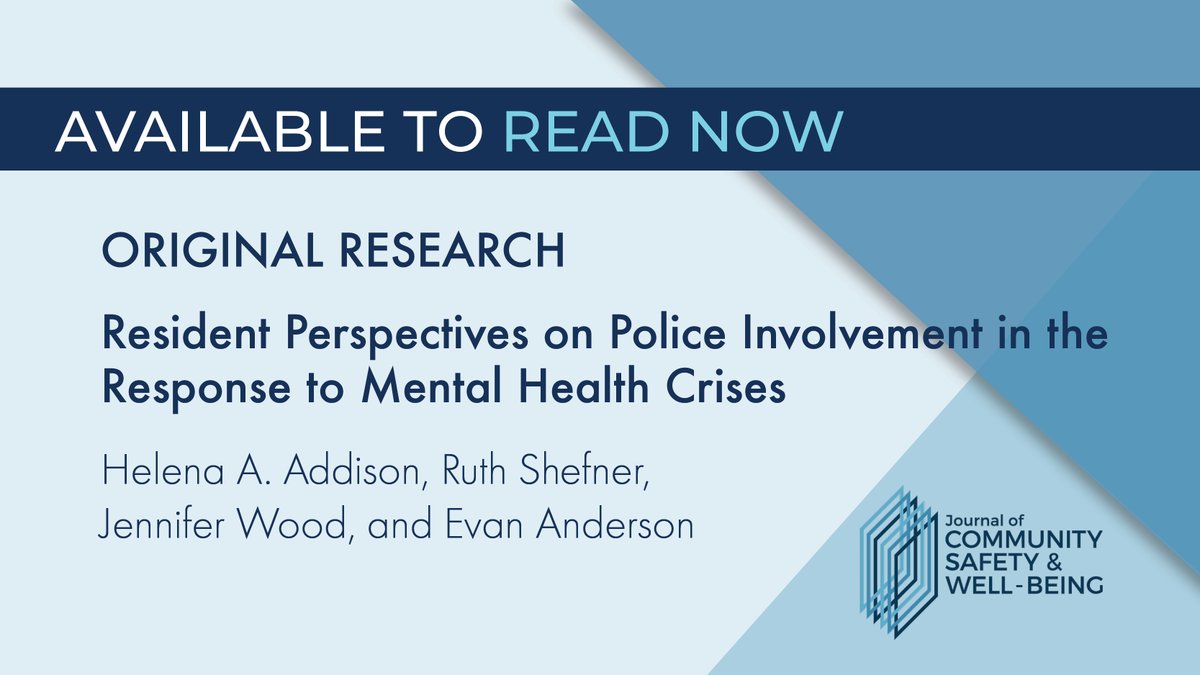In this original research, <a href="/Helena_Addi/">Helena Addison PhD, RN</a>, <a href="/RuthShefner/">Ruth Shefner</a> &amp; colleagues examine perspectives about police involvement in mental health crises among residents of structurally disadvantaged areas in Philadelphia. Read it here: doi.org/10.35502/jcswb… #policing #mentalhealth