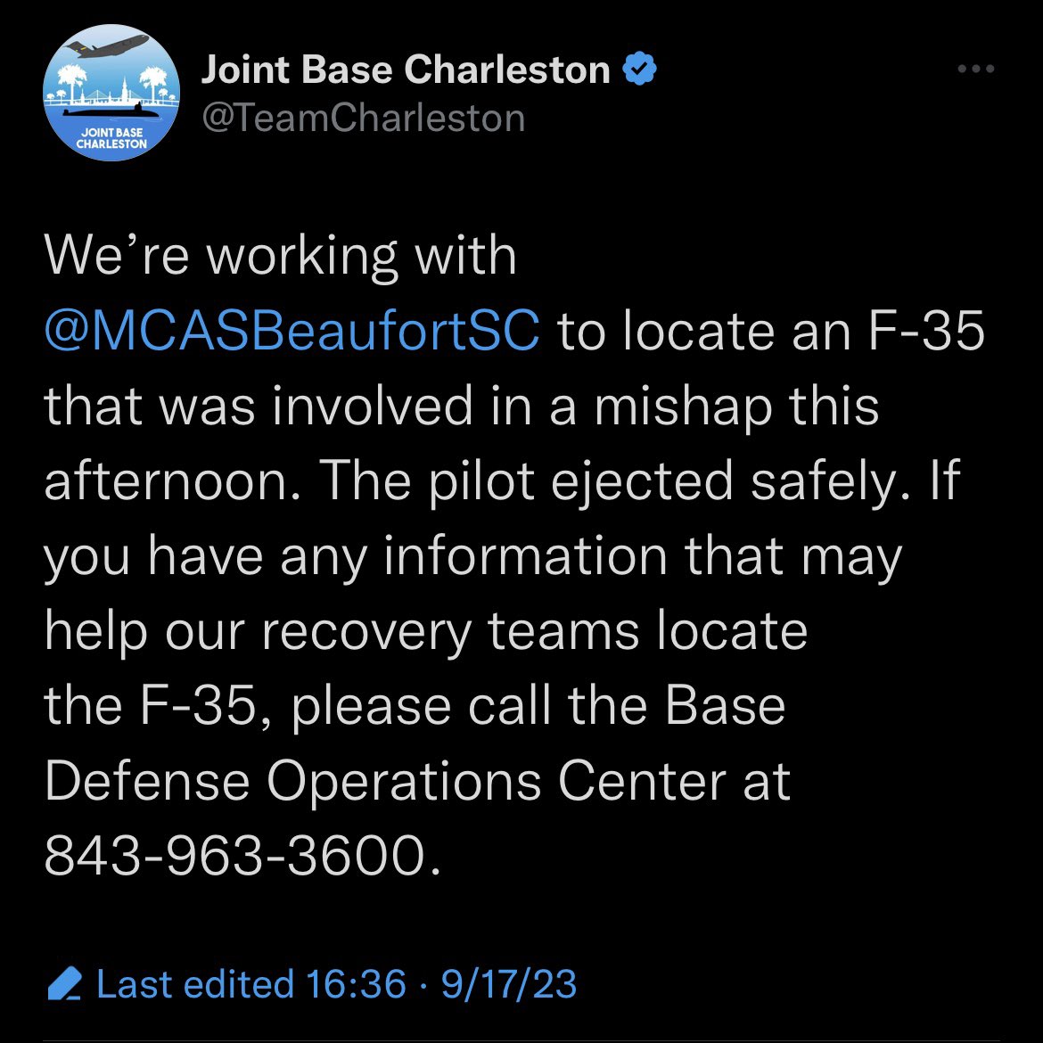 So our military lost a F-35 Jet yesterday and they are asking the public for help finding it?!