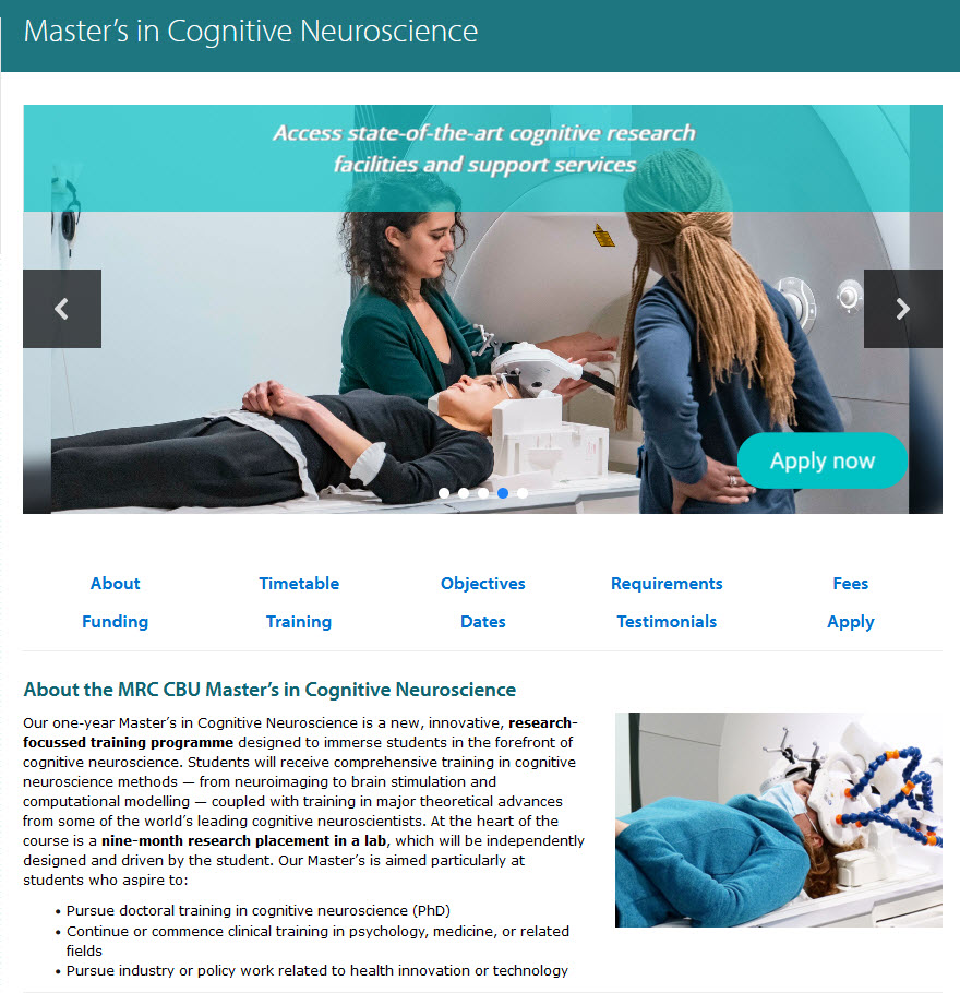 Applications now open to our Master’s in Cognitive Neuroscience, an innovative course combining cutting-edge teaching &amp; deep research experience in a cognitive neuroscience lab mrc-cbu.cam.ac.uk/study-with-us/…

Sign up to a webinar on 20th Sept to find out more – pgstdnt.medschl.cam.ac.uk/prospective-st…