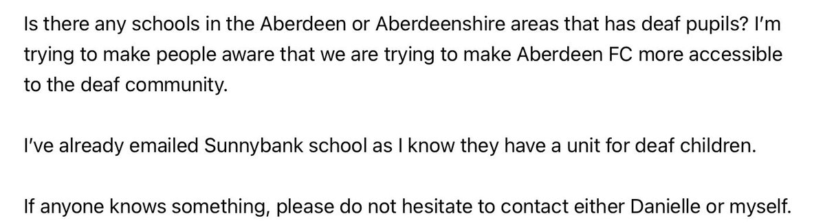 We are trying to spread the word that <a href="/AberdeenFC/">Aberdeen FC</a> does BSL led tours of Pittodrie Stadium. <a href="/DanielleRennie8/">Danielle</a> is a qualified BSL interpreter. If there is some interest, please do not hesitate to contact either one of us. Thank you!