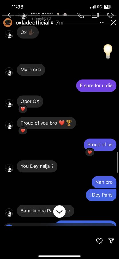 TheBeepNG's tweet photo. Oxlade was reminiscing about his time with Mohbad with screenshots, fans called him out for restricting Mohbad's account.
He deleted it and he’s posted these new screenshots, the first two.

_________
|#Justice4Mohbad|ogun state|femi gbajabiamila|#gistlover|uriel|jimmy odukoya| https://t.co/8Ywqt3KzWc