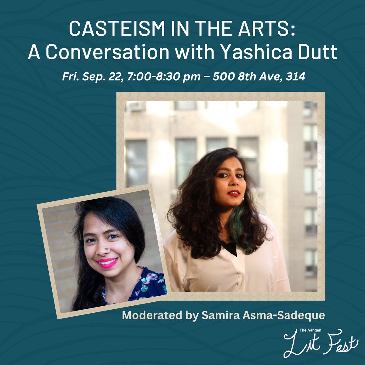 We are so happy to share that the Aangan Lit Fest will be opening with a conversation with Yashica Dutt! Please join us for what is sure to be an insightful conversation. aangannyc.org/litfest