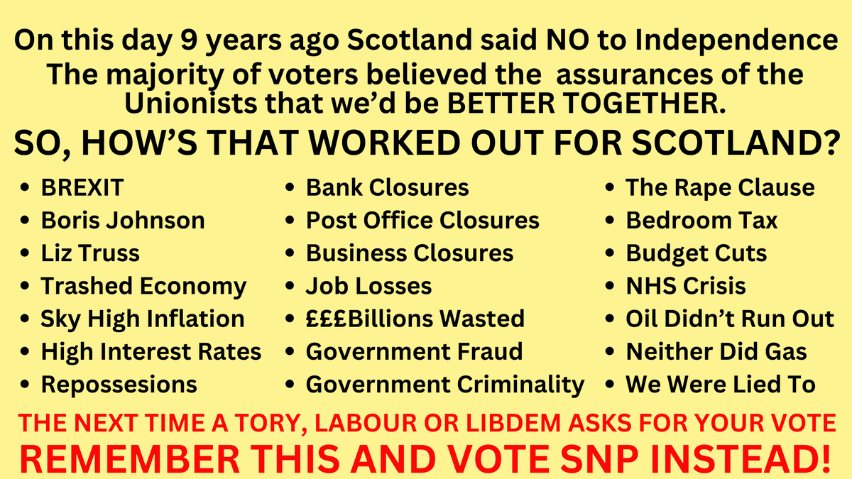 Don't be fooled again.
Independence is the "Fresh Start" Scotland needs.
Not more of the same!
#ScottishIndependence