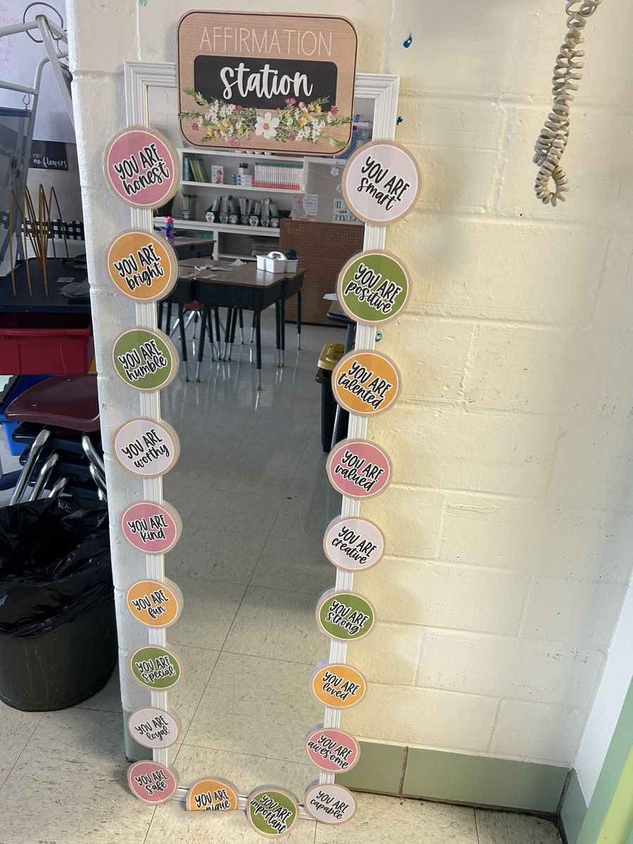 Ms. Watson's affirmation station is a great way to get students started this Monday morning! #WeShineBrighterTogether