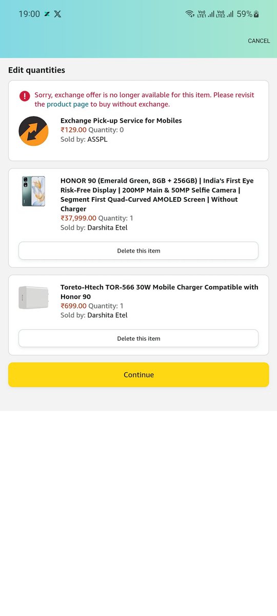 technicalmd19's tweet photo. Why Exchange Not Allowed On Honor 90 @amazonIN @MadhavSheth1 https://t.co/Vly5449uuB