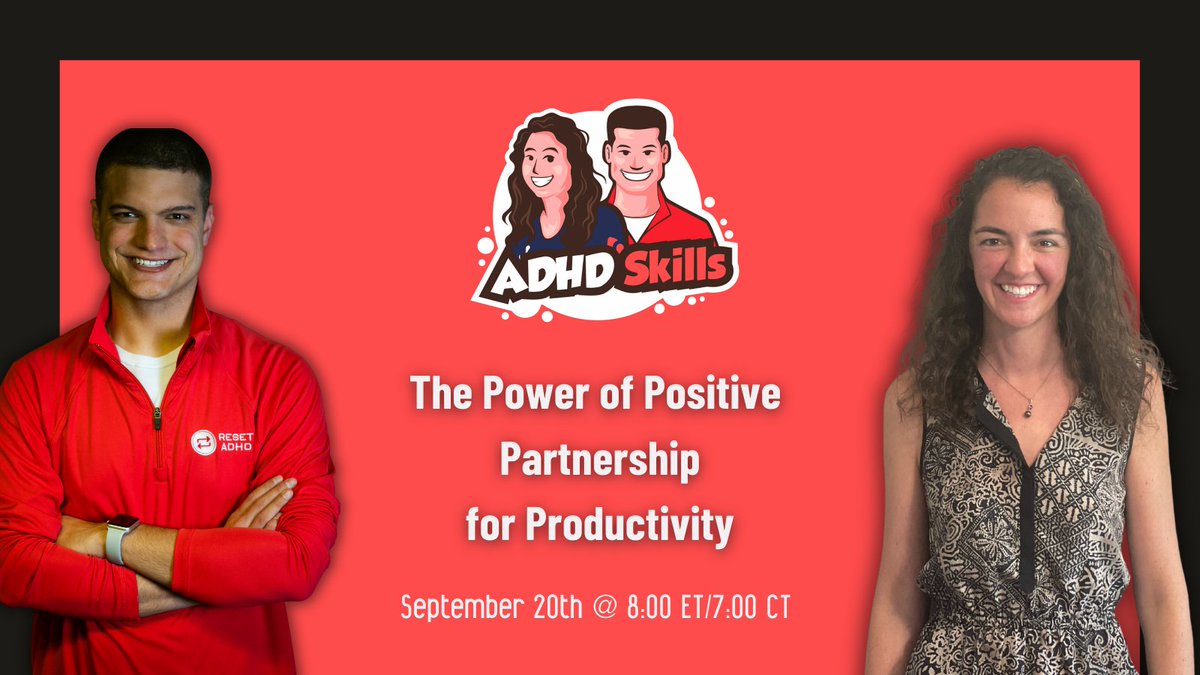 Mark your calendars for this FREE webinar Wednesday on "The Power of Positive Partnership for Productivity".

us06web.zoom.us/webinar/regist…

#adhd #productivityboost #partnership