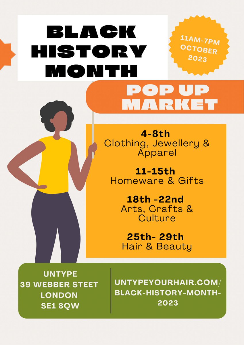 Black history month pop up market at @untypeyourhair Still open for traders and events. Apply here untypeyourhair.com/black-history-…