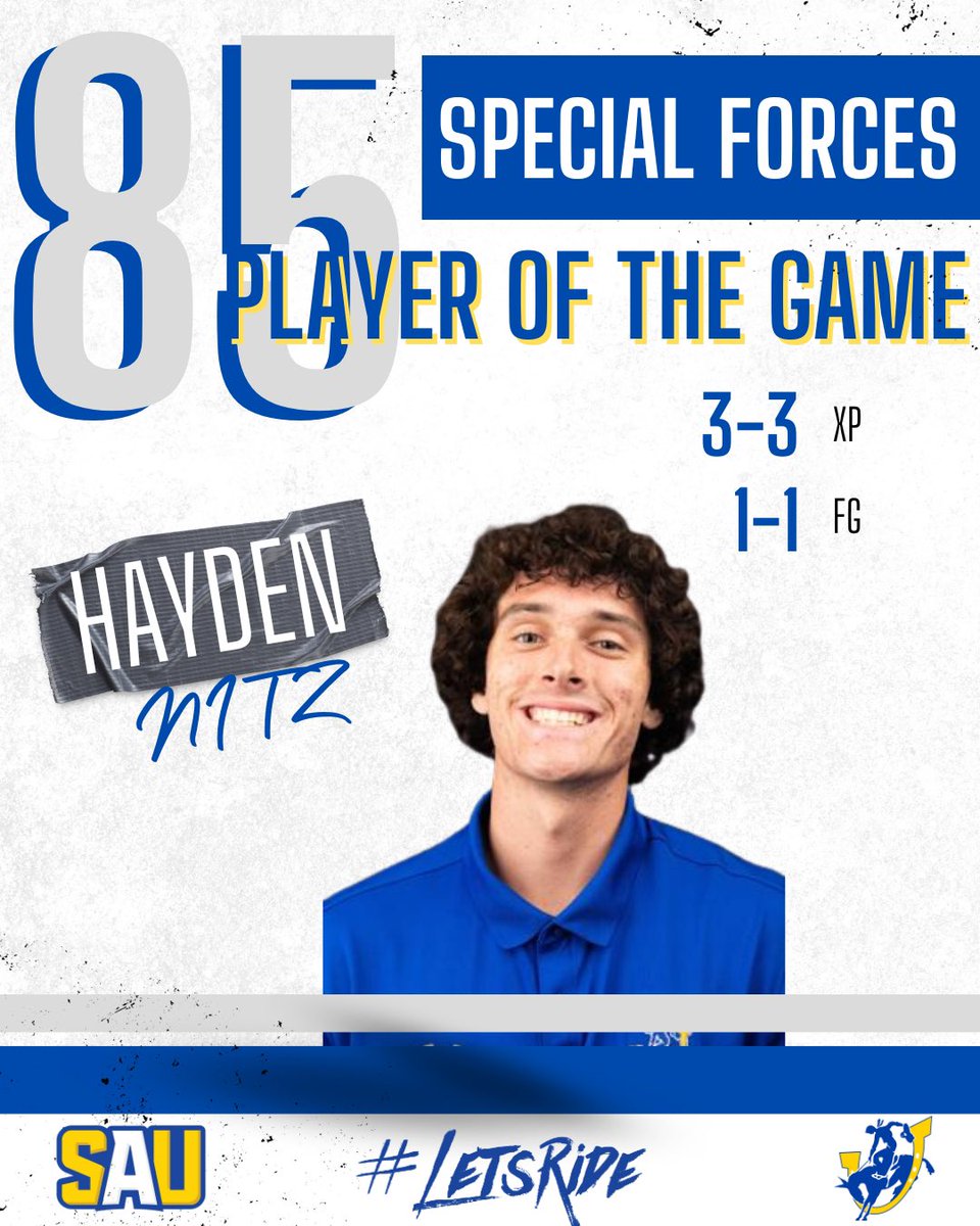 SAUFootball's tweet image. Congrats to @hayden_nitz named our Special Forces POW vs Ouachita Baptist ##SpecOps #LetsRide 🤙🏇