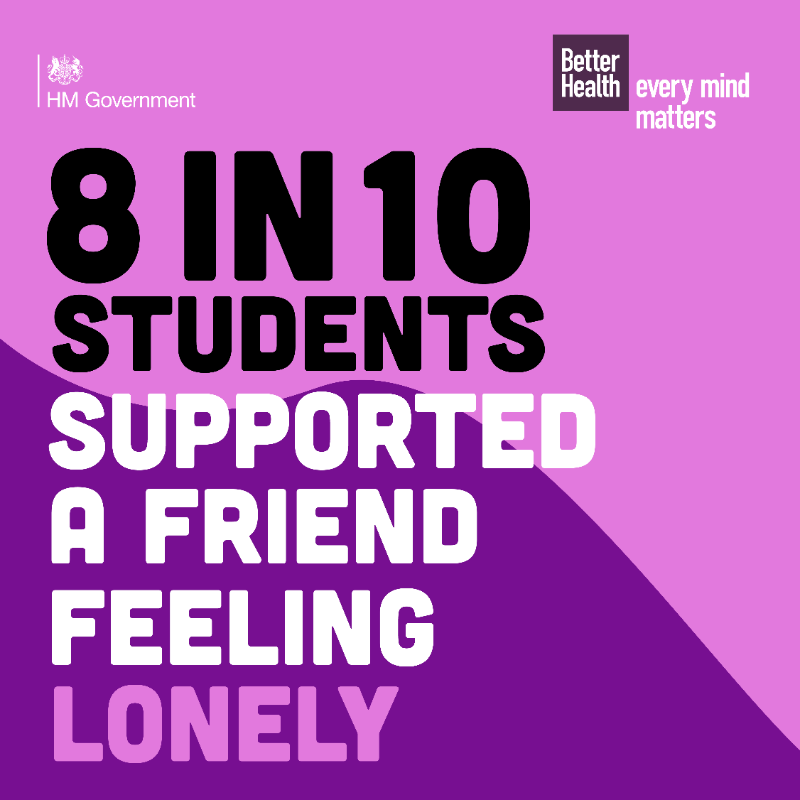DCMS's tweet photo. Loneliness can affect anybody, at any stage in their lives  

During #FreshersWeek, these feelings might be more common. We're sharing @YouGov findings to show how normal feeling lonely is  

Talk to someone if you're feeling a bit down, confused or isolated #EveryMindMatters