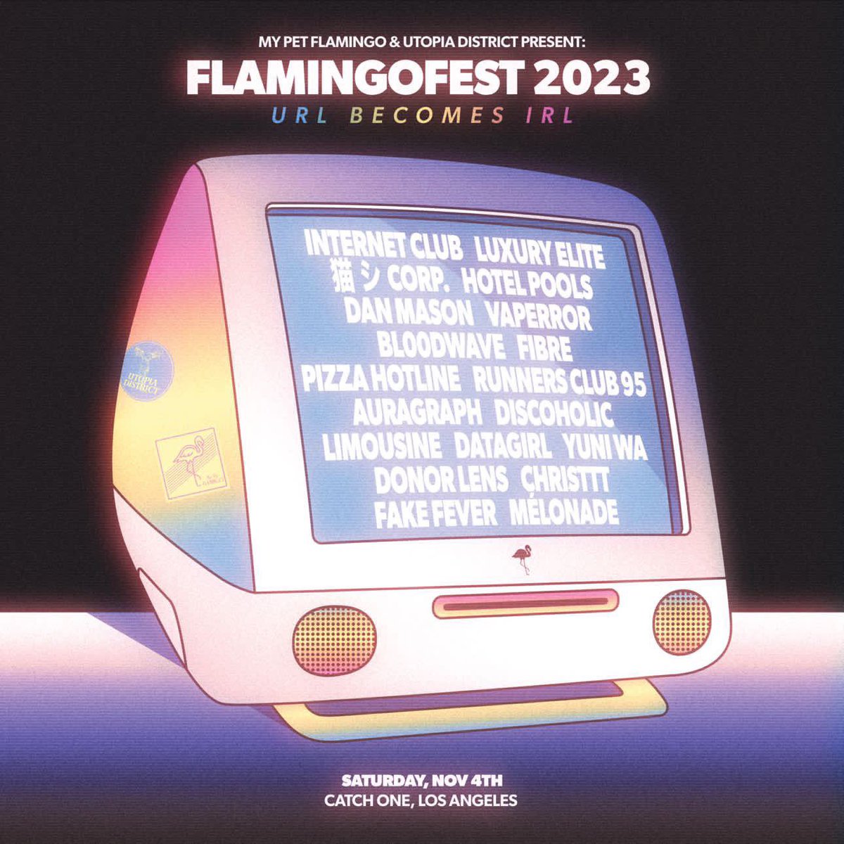 MyPetFlamingo (@mypetflamingouk) on Twitter photo Our first secret guest announcement for Flamingo Fest!! 🦩 The incredible..
INTERNET CLUB 🌟
<a href="/cyberia_mix/">robin in 2099 🏳️🌈 cyberia-mix bisky</a>
Tickets for Saturday still available!
🎟️ HERE:
eventbrite.co.uk/e/flamingofest…
<a href="/UtopiaDistrict/">Utopia District</a>
#flamingofest #vaporwave #futurefunk Our first secret guest announcement for Flamingo Fest!! 🦩 The incredible..
INTERNET CLUB 🌟
<a href="/cyberia_mix/">robin in 2099 🏳️🌈 cyberia-mix bisky</a>
Tickets for Saturday still available!
🎟️ HERE:
eventbrite.co.uk/e/flamingofest…
<a href="/UtopiaDistrict/">Utopia District</a>
#flamingofest #vaporwave #futurefunk