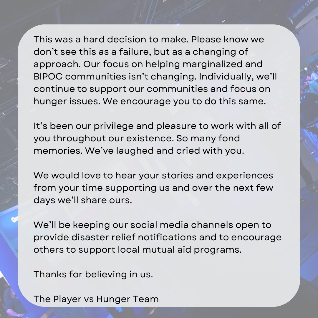 Player vs Hunger tweet media
