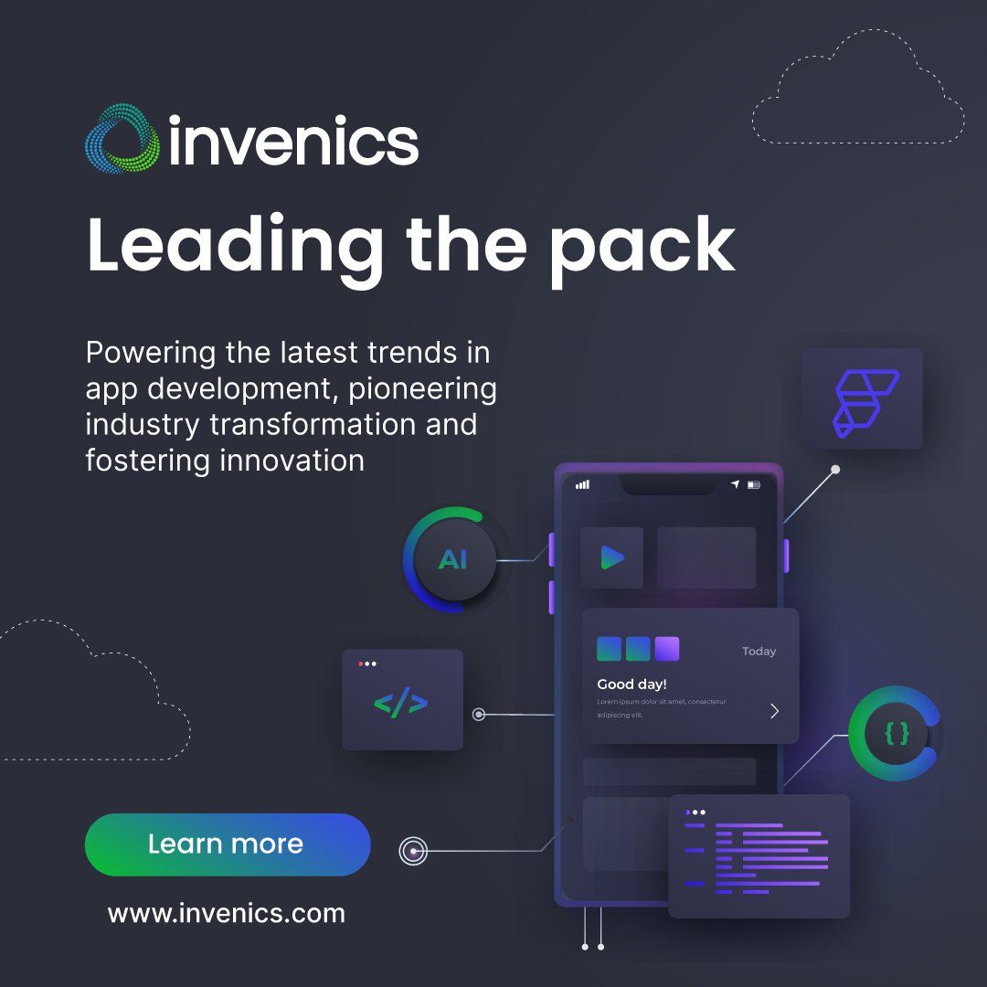 researchqx's tweet photo. At Invenics, we stay ahead of the times by incorporating the latest trends to create cutting-edge applications. 

#Invenics #Technology #Digital #Innovation #Collaboration #AppDevelopment #WebAppDevelopment #WebDevelopment #AppDev #AI #Flutter #CloudServices #LowCode #NoCode https://t.co/ViIJGWxJSv