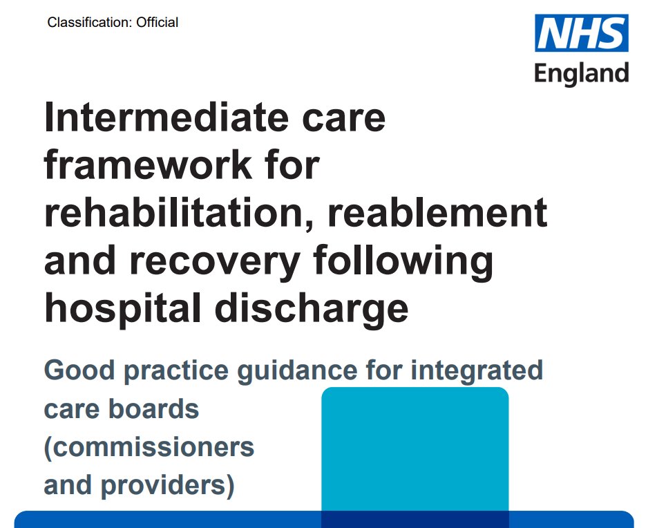 📢NEW GUIDANCE📢 @NHSEngland has published an 'Intermediate care framework for #rehabilitation, reablement and recovery following hospital discharge' to help ensure high quality step-down care. Find out more here england.nhs.uk/publication/in…