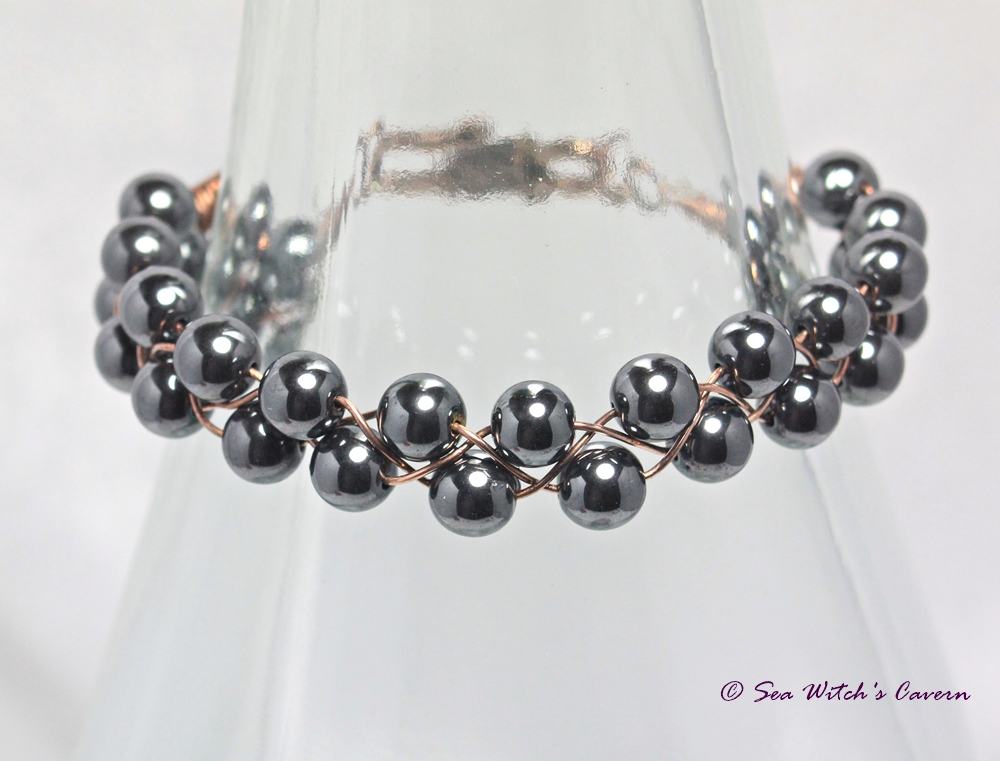 Pretty chunky Hematite bracelet hand braided with copper wire. Hematite and copper are both great for healing  etsy.me/2cbTbbz #arthritisbracelet
#MHHSBD