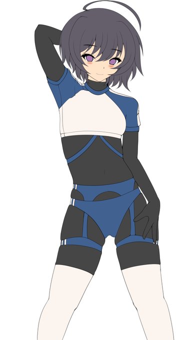 ラバースーツ×キャンディフルーツとPHARFAITEのコラボ体操服ランジェリーを着た娘の下描きです 