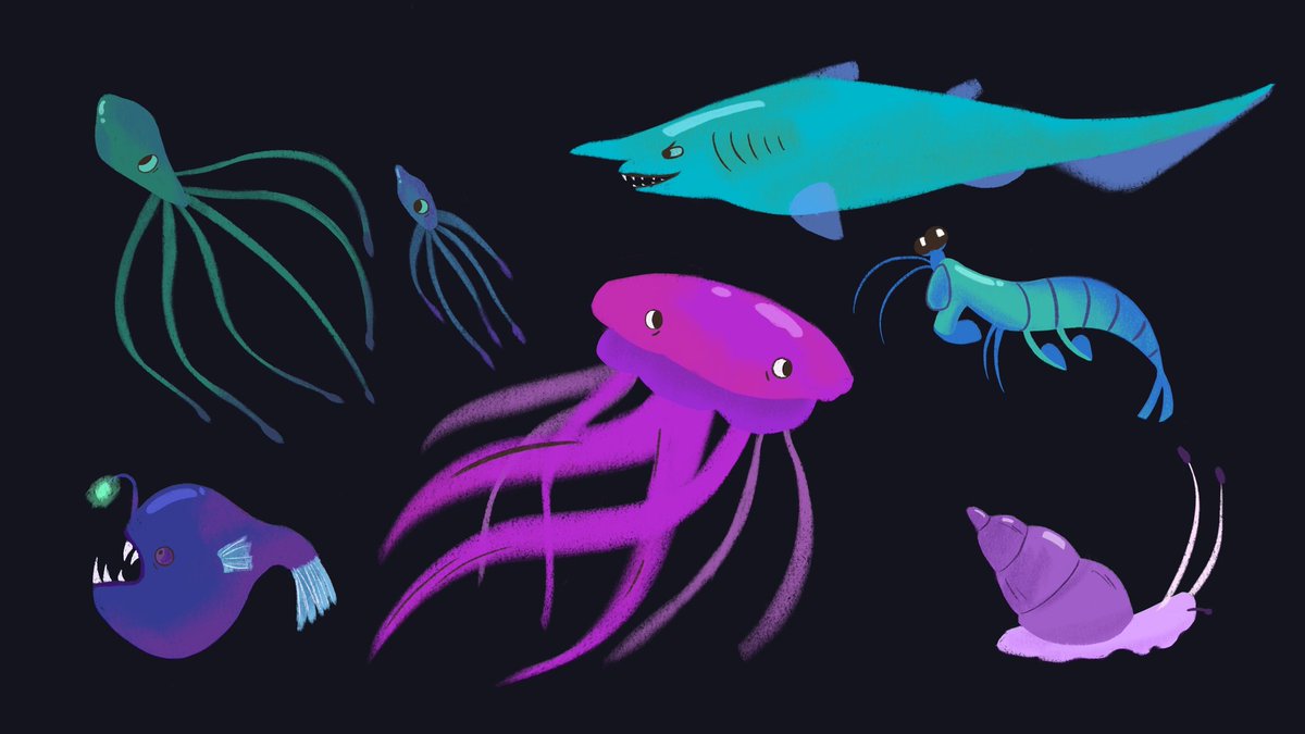 GhostEndeavour's tweet photo. Some more character design concepts 🐟🐠🦑🪼

#drawing #drawings #drawingart #fish #art #Procreate #procreateart #color https://t.co/NJaI9xHHEB
