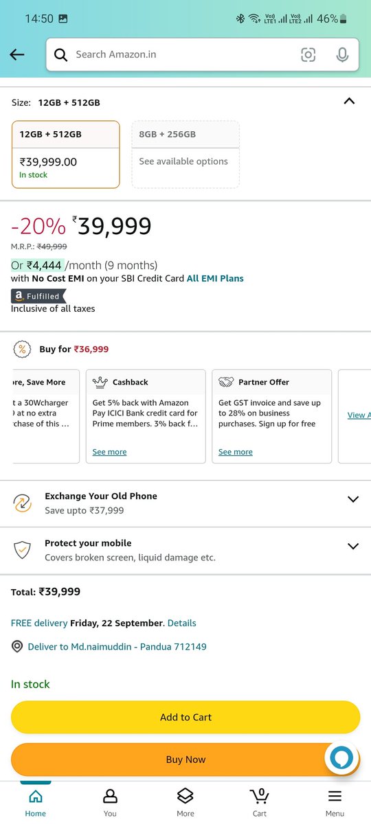 technicalmd19's tweet photo. Honor 90 Sale misleading by Amazon in first screenshot they said Rs 5000 Coupon discount on 18 September But in second screenshot no Rs 5000 coupon @amazonIN @MadhavSheth1 https://t.co/8XgDHOyjdc
