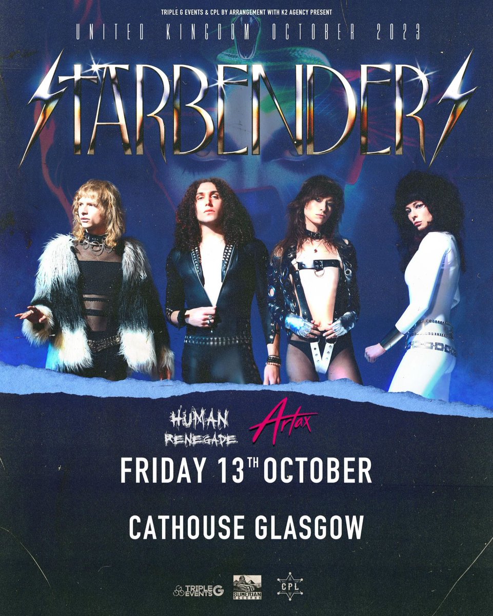 oh my 👀 on friday the 13th of october, we are supporting the amazing @STARBENDERS at the @CathouseGlasgow to play at such an amazing venue with such a cool band is a huge opportunity for us and we can’t wait :) 🤍🤍🤍