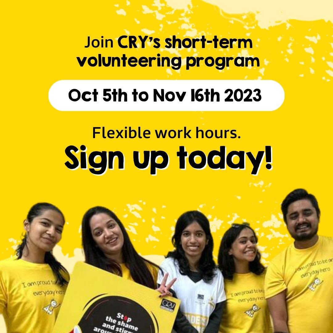 CRYINDIA's tweet photo. #TheJoyOfGivingWeek is here!
You can contribute your time and skills to giving children the childhood they deserve. Become a part of an extraordinary journey by joining CRY's short term volunteering program from October 5th-16th November. ⭐️
➡️ https://t.co/x3Wx786cCY. https://t.co/qt1FSedWam