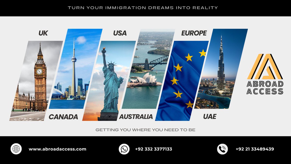 abroadaccesspk's tweet photo. Immigration specialists promising one stop immigration solution to the people interested to visit or settle, work, study, invest and do business in few of the most favourite countries. 

 #visaexpertspakistan #Karachi   #lahore #immigrationconsultant #successstory #Immigration https://t.co/9Hgnd6w0zg