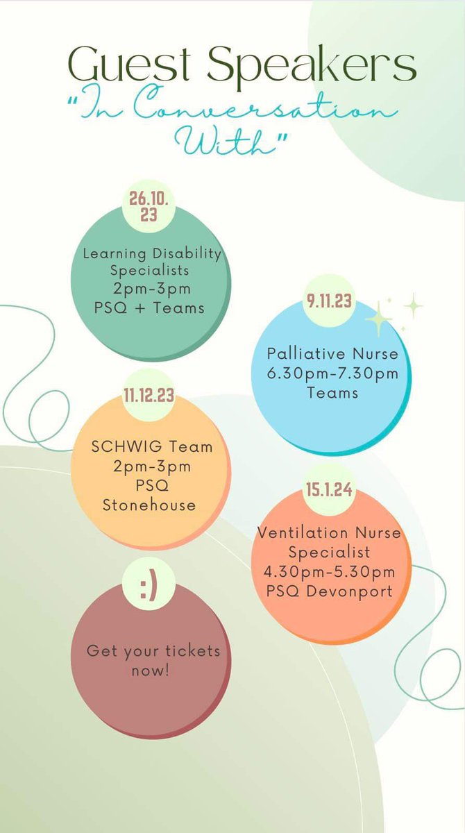 Here’s our first confirmed guest speaker events of the year! Tickets are free for NurSoc members or £2 for interested students/staff!