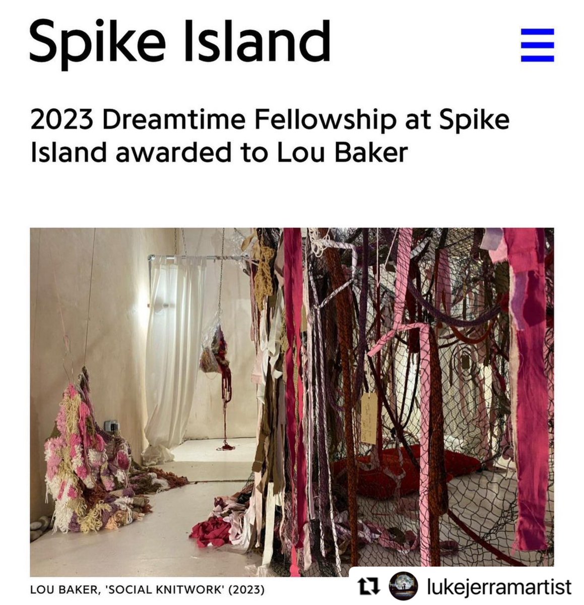 EMERGEinBath's tweet image. We’re SO PROUD &amp;amp; excited for Art Resident, @loubakerartist who has been awarded the Dreamtime Fellowship @_SpikeIsland with artist @lukejerram 

An incredible achievement - And follows on from @NewContemps in 2022 🔥 

🎉🧶⭐️
@bathspauni @bathspaalumni @artdesignbsu #bathspaproud