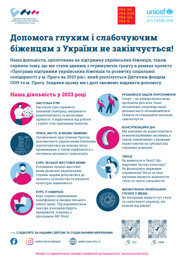 PoradnaProInteg's tweet photo. Pomoc neslyšícím a nedoslýchavým uprchlíkům z Ukrajiny.
Допомога глухим i слабочуючим бiженцям з України

#integrace #integration #Ukranian #poradnaprointegrace #helpforukranians #praha #прага https://t.co/BoQmJYjrMR