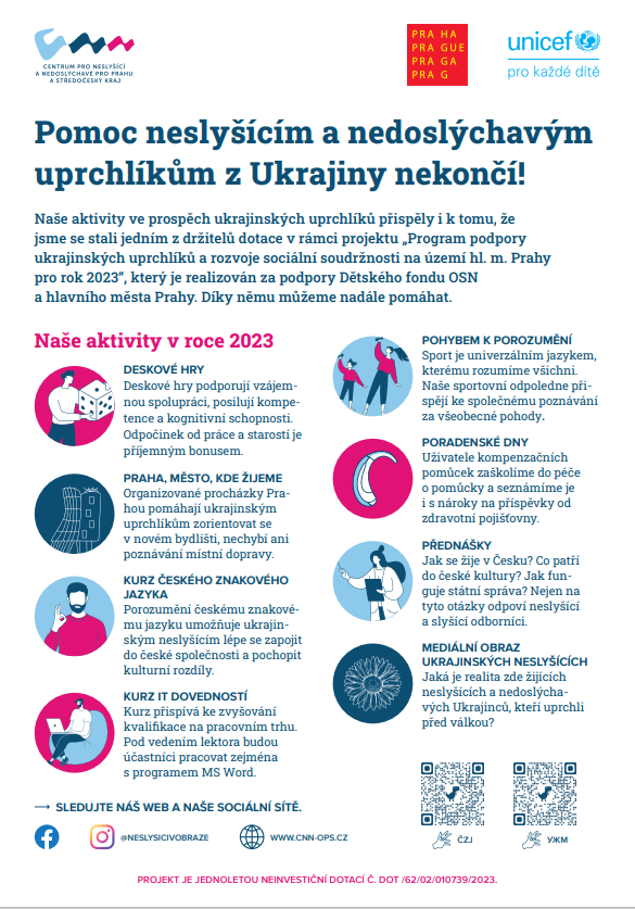 PoradnaProInteg's tweet photo. Pomoc neslyšícím a nedoslýchavým uprchlíkům z Ukrajiny.
Допомога глухим i слабочуючим бiженцям з України

#integrace #integration #Ukranian #poradnaprointegrace #helpforukranians #praha #прага https://t.co/BoQmJYjrMR