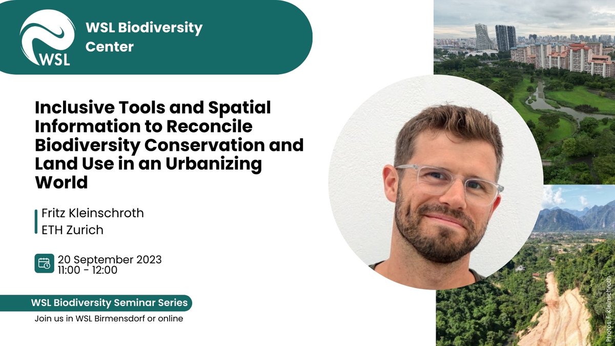 Our #WSLBiodiversitySeminar series starts again this week with an exciting interdisciplinary talk. Fritz Kleinschroth @FritzKln, will present tools & approaches aiming at inclusive social-ecological planning to reconcile biodiversity conservation & infrastructure development.