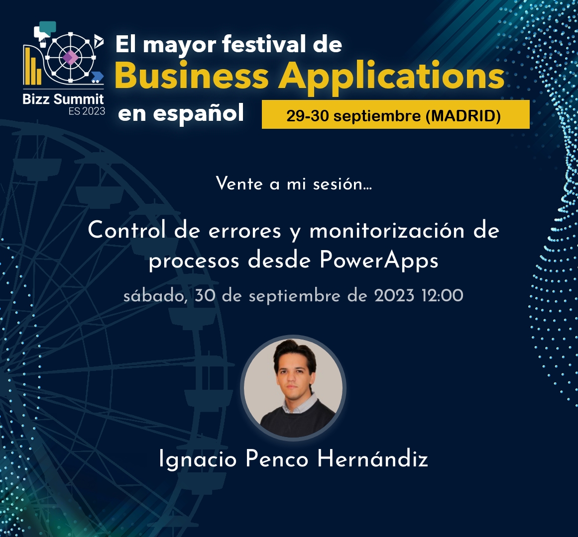 No te puedes perder la sesión de <a href="/NTTDataSpain/">NTT DATA España</a> el día 30 de septiembre a las 12h.

👉🏼
Control de errores y monitorización de procesos desde PowerApps - 🗣️ Ignacio Penco Hernándiz

#BizzSummitES2023 #PowerPlatform #Dynamics365 #MSDyn365 #PowerAutomate #CommunityRocks #MVPBuzz