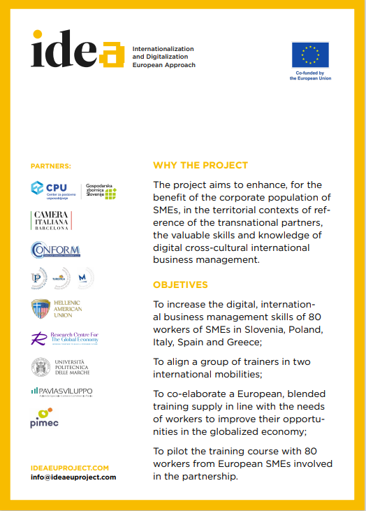 IDEA project will be presented tomorrow by Fadia Khraisat at the International Networking Event in Reus in order to showcase the project and share the goals, outcomes, and progress.

For more Info about the project: Ideaeuproject.com
