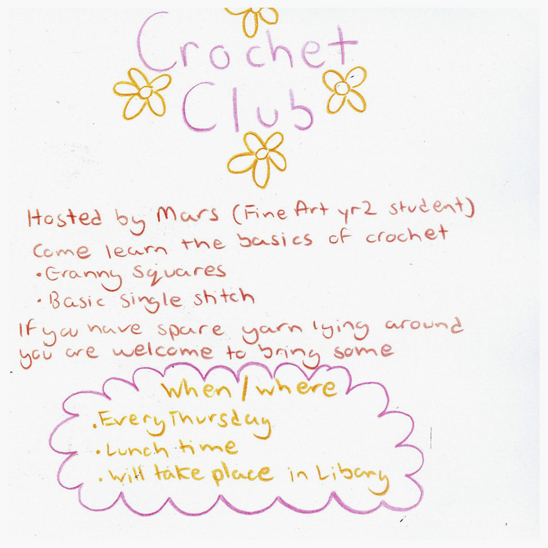 SGSLibraryPlus's tweet photo. Queens Road LibraryPlus is having regular enrichment sessions for Bristol School of Art students at lunchtimes.
This Thurs 21st September will be week 1 of a regular Thursday Crochet Club hosted by Fine Art student Mars. 12.30-1.30. Come along and give it a try! 
#crochet https://t.co/tJYkllC23C