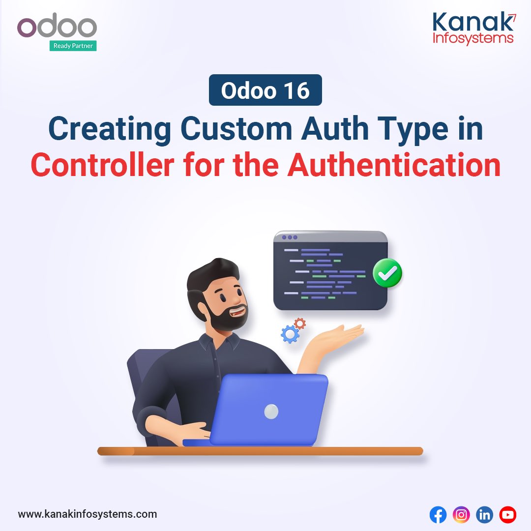 KanakInfosys's tweet photo. Learn How to Implement Custom Authentication Methods for Ultimate Control. 💡 Whether It's Two-Factor, Third-Party Integration, or Enhanced Security, We've Got You Covered. 𝐖𝐚𝐭𝐜𝐡 𝐕𝐢𝐝𝐞𝐨 𝐇𝐞𝐫𝐞:https://t.co/7Z4yLr86EK#odoo16 #customauthentication https://t.co/MQJuGTkqqC
