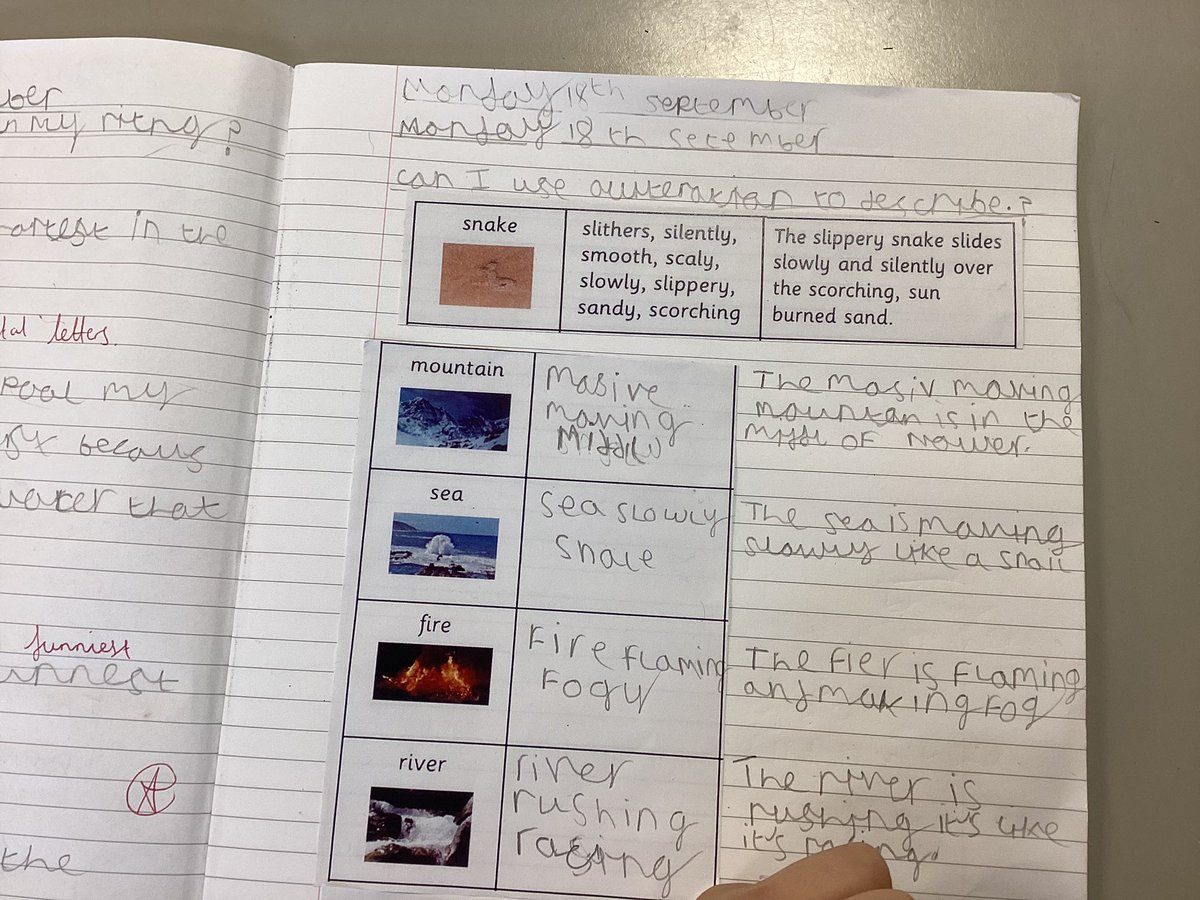 AshKnotty's tweet photo. Y4 have been busy exploring alliteration this morning. They have written some wonderful sentences #shesellsseashells https://t.co/hOjFSNsFT2