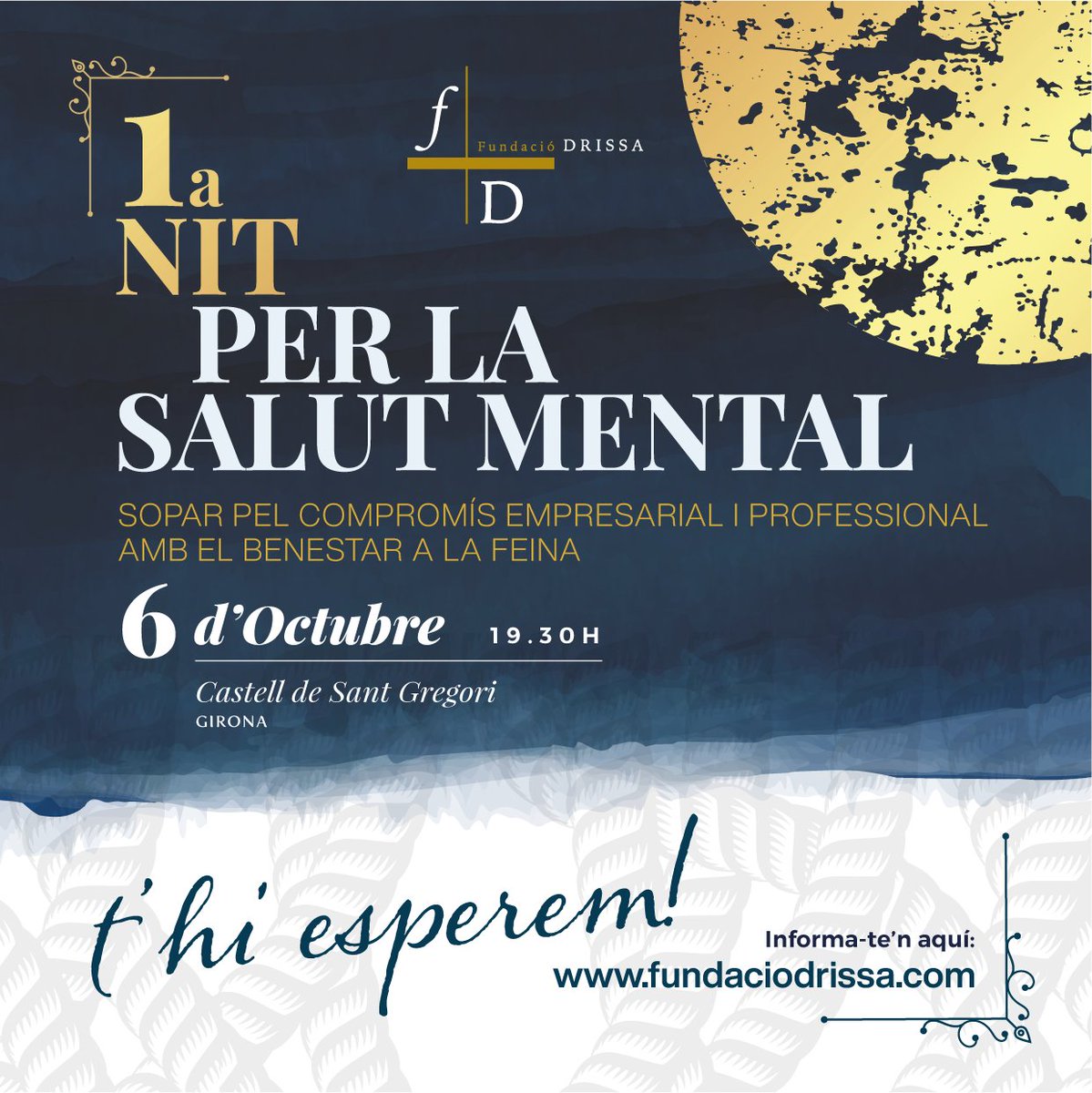 FundacioDrissa's tweet photo. 💥El proper divendres 6 d'octubre, i en el marc del #DMSM celebrarem la 1ª Nit per la Salut Mental, compartint reptes amb el món empresarial per tal de millorar el benestar de les totes persones treballadores.
👉Tota la informació a la nostra pàgina web https://t.co/6mCvuOnZZi https://t.co/H6yq9NRpkR
