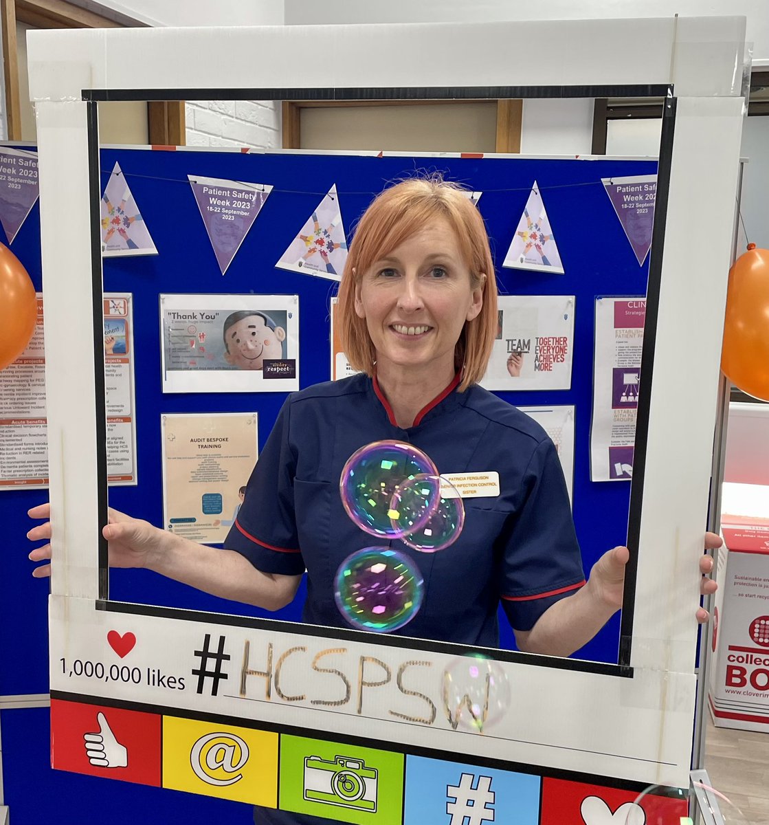 Patient safety week stand (parade entrance Jersey Hospital) with one of our brilliant infection control nurses (Tricia) #hcspsw <a href="/HCSQuality/">HCS Quality and Safety Team</a> @GovJsyHCS <a href="/GovJersey/">Government of Jersey</a> ❤️ 🏥 😇  ⭐️
