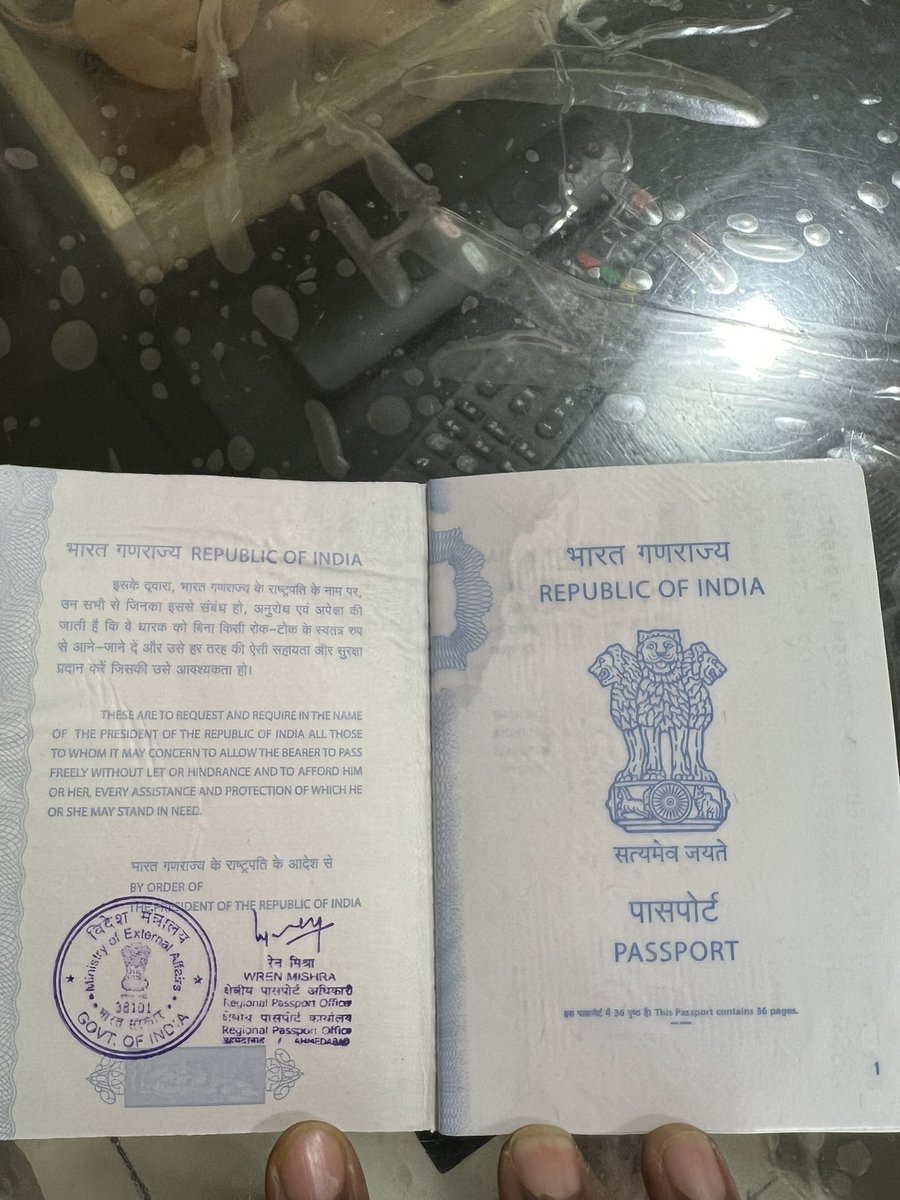 ArjunMistry's tweet photo. @DrSJaishankar @MEAIndia @AshwiniVaishnaw @IndiaPostOffice @cpmggujarat @passportsevamea @rpoahmedabad 
My passport which I received today from India post is completely wet and damaged which cannot be used for travel. Who is responsible for this ??
I need immediate action. https://t.co/sORvEKPjYN