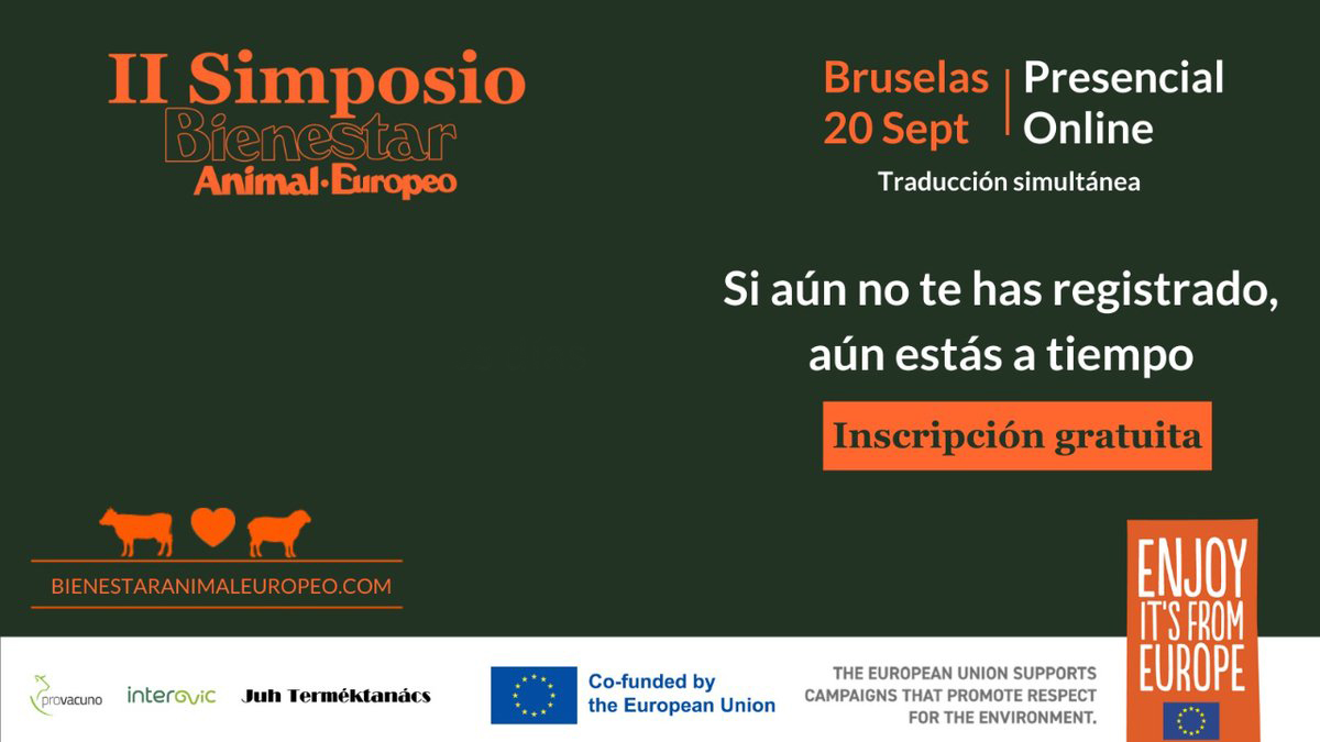 AsajaNacional's tweet image. Aún estás a tiempo de apuntarte al 🇪🇺 II Simposio en #BienestarAnimal Europeo

📆 Este miércoles 20 de sep
📍 Bruselas 
💻 Online con traducción simultánea! 📲

¡Inscríbete! ¡Es gratis! 

bienestaranimaleuropeo.com/simposio/

@BruselasAsaja @Provacuno @Interovic