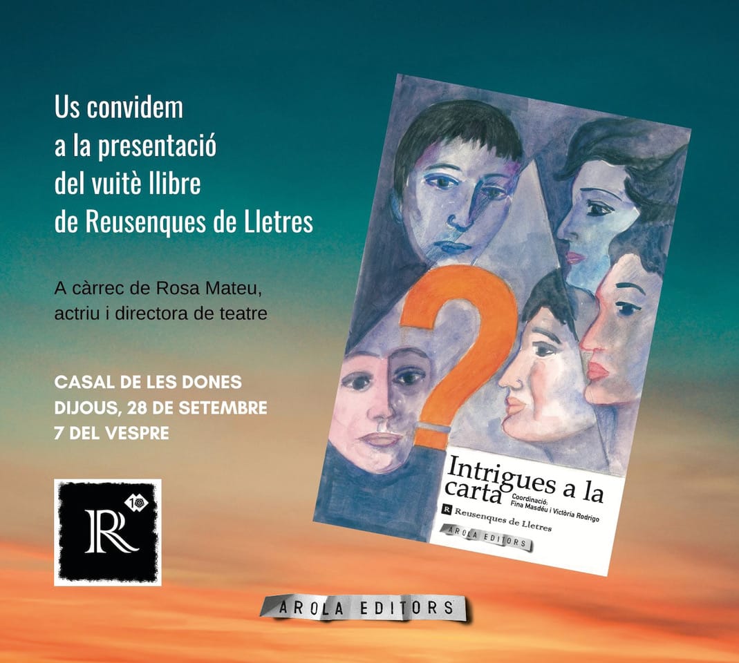 INVITACIÓ a la presentació del llibre 'Intrigues a la carta' (Arola Editors)
Hi sereu molt benvinguts!
bit.ly/3raYC4r