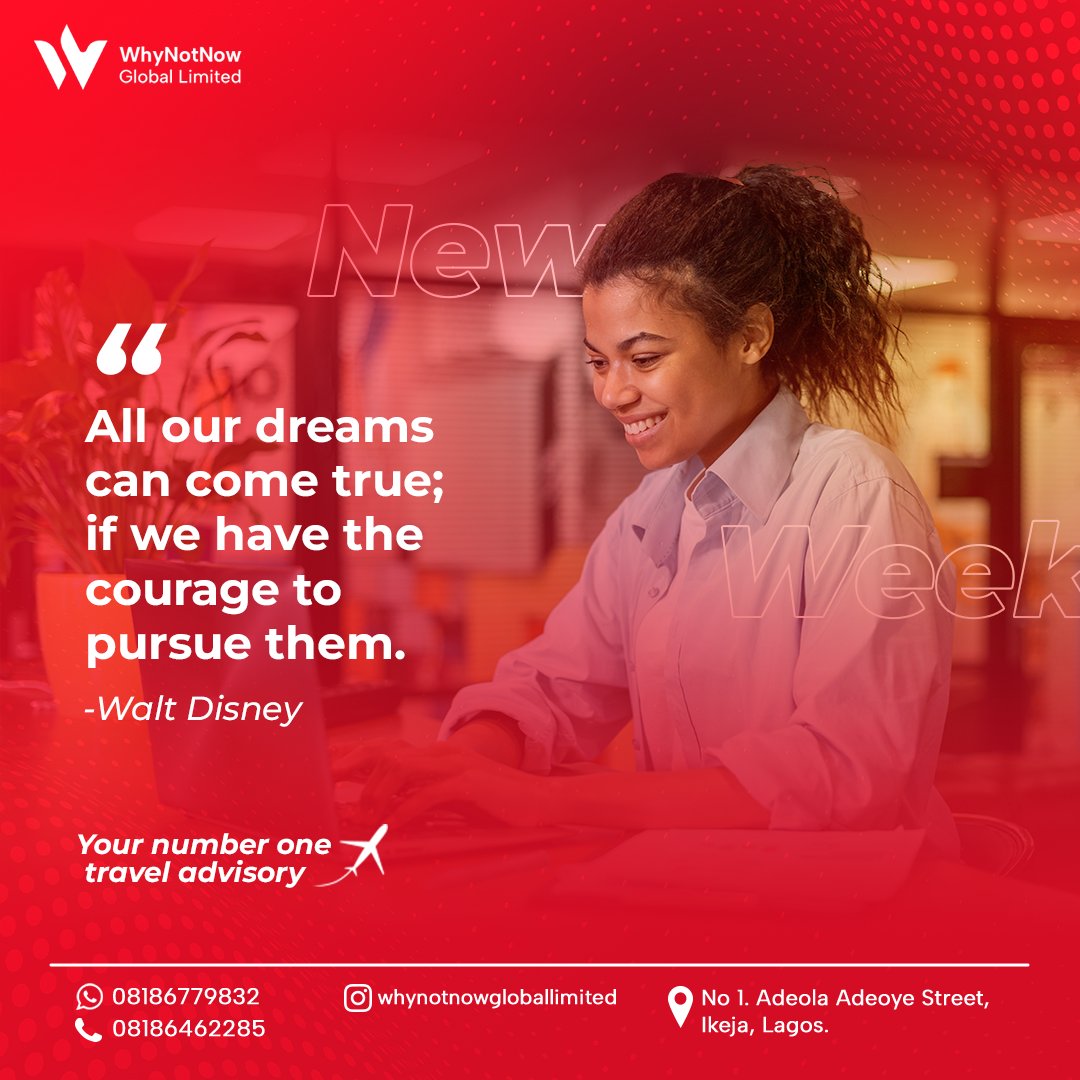 We encourage you today to pursue your dreams💯 and @whynotnowgloballimited is really to ensure that your travelling dreams come true.

#monday #mondaymotivation  #bemotivated #traveldreams #studyabroad #internationalstudents #workabroad #schoolabroad #tour #explore #travelabroad