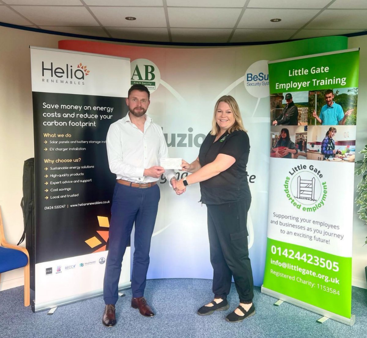 Last week, we welcomed a very special visitor at the Fuzion 4 office.

A representative from <a href="/littlegate_org/">Little Gate Supported Employment</a> Gate Farm, who had come to collect our charity donations.

Our £500 contribution was raised during the <a href="/heliarenewables/">Hella Renewables</a> Renewables summer party.