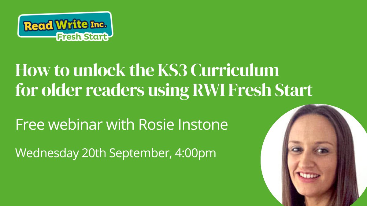 📣 Calling all reading leaders and literacy leads! Join our FREE webinar on how to support older readers struggling to read using #ReadWriteIncFreshStart a catch-up intervention programme proven to rescue reading in Y7/S1. 📆 Wed 20th Sept, 4pm 👉 ow.ly/iesi50PKtQO