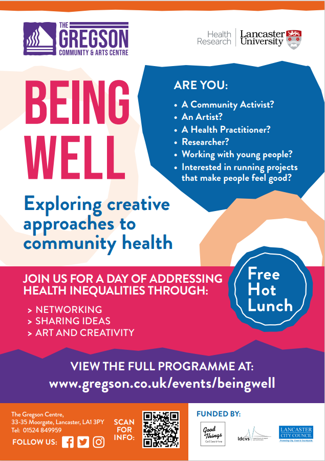 QSResearchTeam's tweet photo. Interesting day of networking, sharing ideas and exploring creative approaches to community health - Wednesday 11th October 11.30 - 4pm The Gregson Centre https://t.co/4NRQjqXpGR
#communityhealth #creativityinhealth #healthycommunities  #lancasteruniversity #healthresearch https://t.co/Q4y8C02FEK