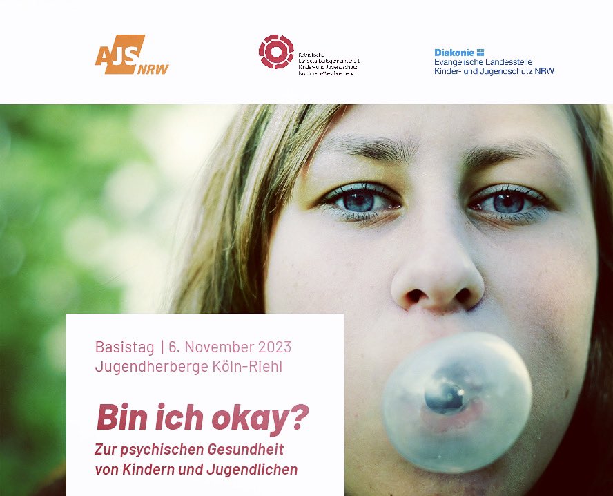 Herzliche Einladung zum Basistag mit dem Thema #psychischeGesundheit von Kindern und Jugendlichen am 6.11.2023 in Köln ajs.nrw/veranstaltung/… 
#gesundheitskompetenz #Kinderarmut  #Neurodiversität