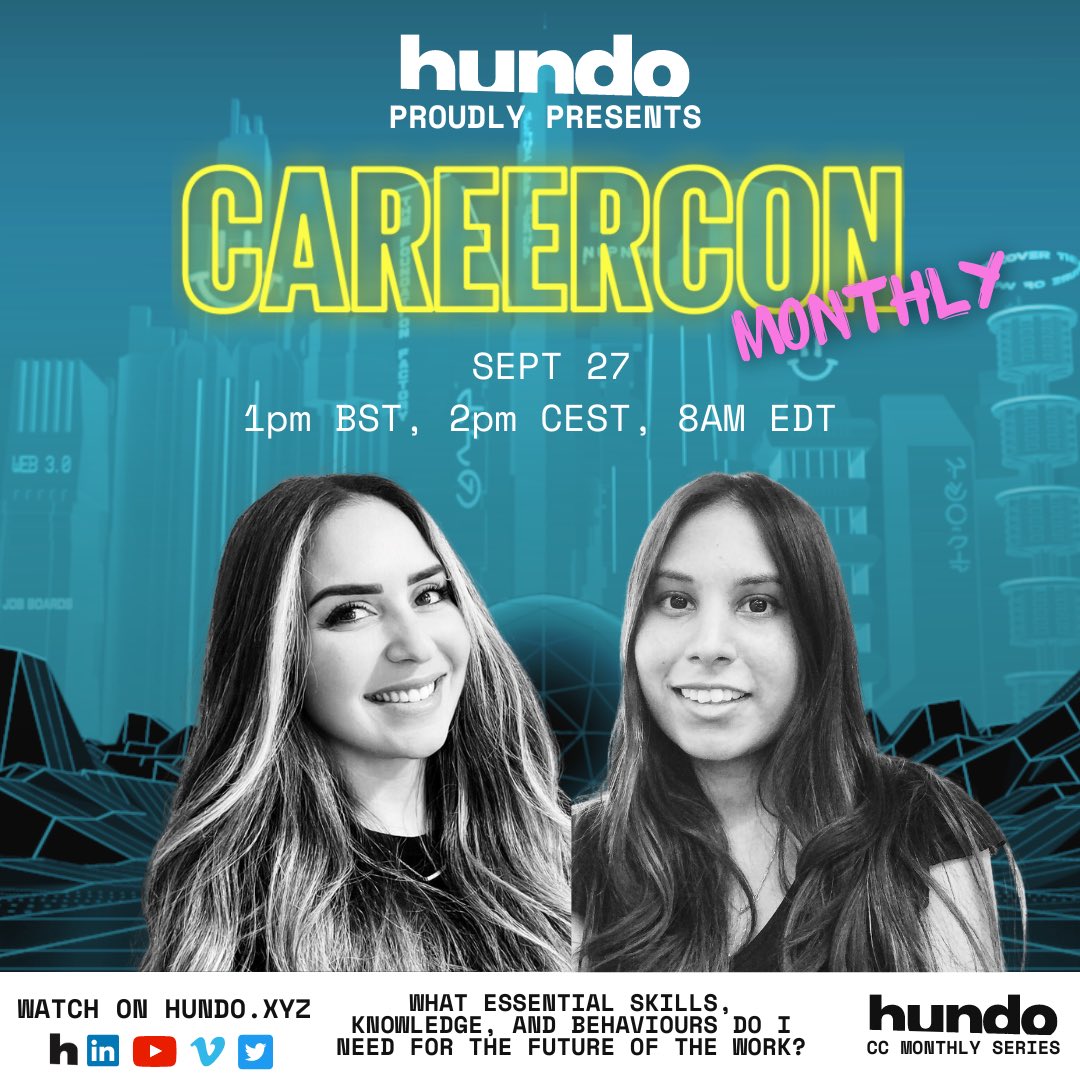 I'll be speaking at <a href="/hundo_xyz/">hundo</a> WorkTech online event on Sept 27th at 1pm BST, 2pm CEST, 8AM EDT
The event will help parents, educators, brands, and young people learn about skills, knowledge, and behaviours needed for the #futureofwork
Sign up on hundo.xyz 🚀💡
