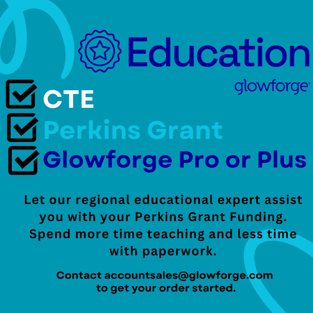 As Perkins grant spending window, what’s on your list? How about an innovative tool that not only builds skill for jobs of tomorrow but can sustain itself through a student entrepreneurial framework. Ask me how <a href="/glowforge/">Glowforge</a> can support your all of your CTE programs! #glowforgedu