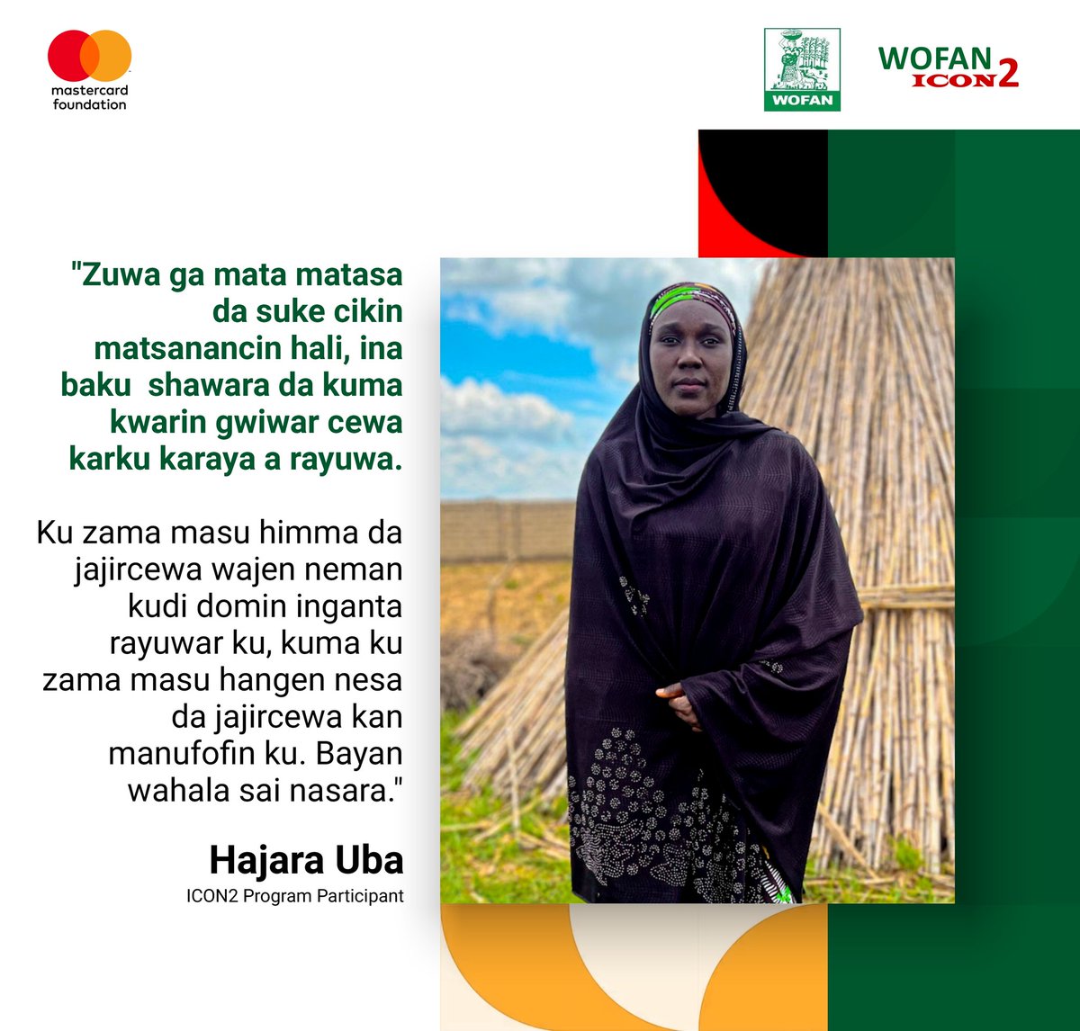 wofangroups's tweet photo. In the face of hardship, never give up on your dreams.
As Hajara Uba reminds us, with hard work and determination, we can overcome any obstacle.
Her words inspire us to persevere, no matter what life throws our way.
#WOFAN #ICON2 #MastercardFoundation
#Hardwork https://t.co/XUGiVl2ulD