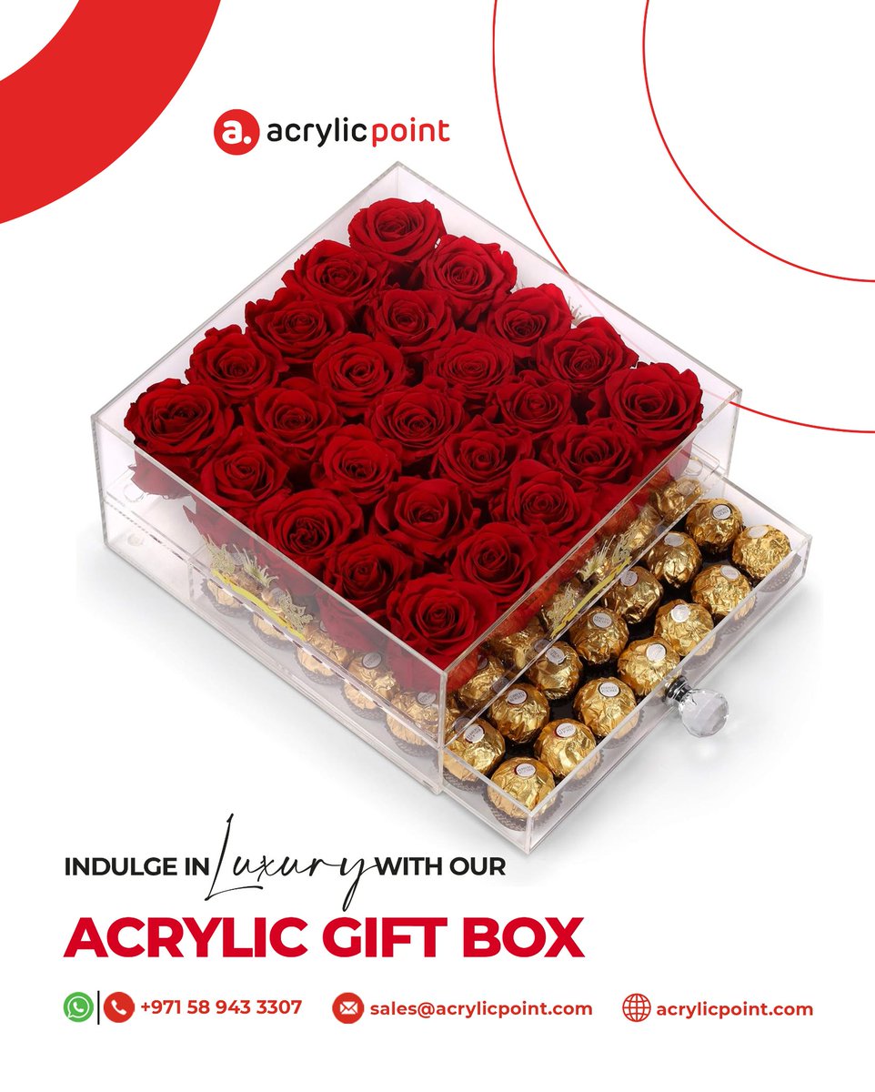 acrylic_point's tweet image. Blended with fashion and tempting designs, our acrylic gifts can make your gifts irresistible to open the second they reach your loved ones. Whatsapp +971589433307 to find your best product.

#AcrylicPoint #acrylicgiftbox #giftbox #gift #acrylicchocolatebox #fancygiftbox #dubai