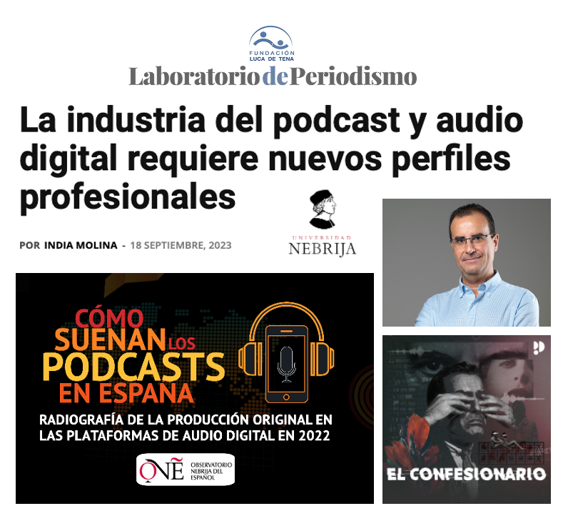 LuismiPedrero's tweet photo. «Abrir los oídos de universitarios a #documentales y #ficciones sonoras para suscitar su afición a la #escucha más allá de la #música». ¡Gracias a @LabDePeriodismo por su interés por la docencia y la investigación sobre #audio en @FcaNebrija @Nebrija! 

🔗 https://t.co/N3oiDkr8FW https://t.co/VQ7M8guWGo