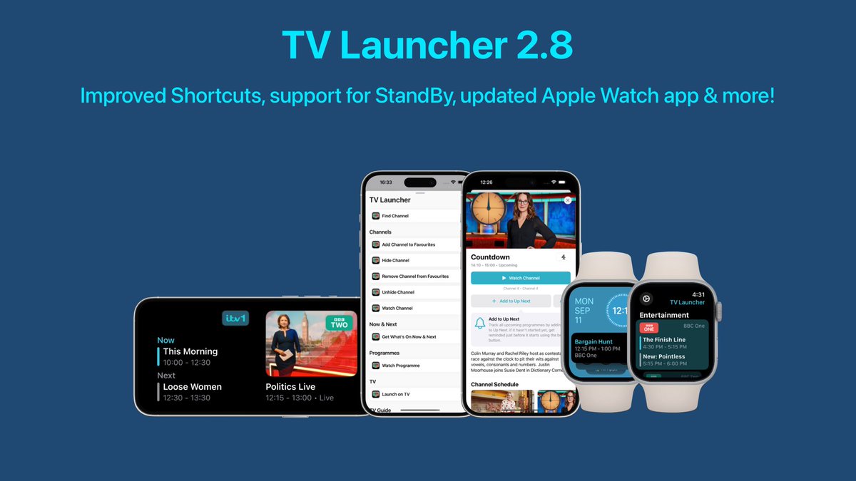 TV Launcher 2.8 is now available with new &amp; improved Siri Shortcuts, support for StandBy widgets &amp; iOS 17, an improved Apple Watch app for watchOS 10 users and Smart Stack widgets! 🚀

Download: apps.apple.com/app/id16225980…